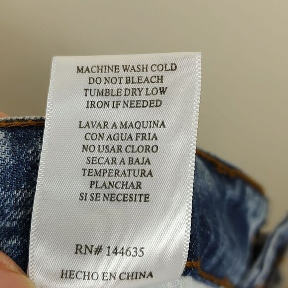 KanCan Estilo Mini Denim Skirt Frayed Hem Button Fly Size M - Picture 10 of 11